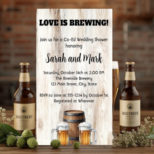 Invitation Love is Brewing Rustic Couples Bridal Shower