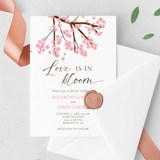 Invitation Love is in Bloom Cherry Blossoms Wedding