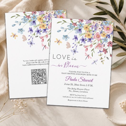 Invitation Love is in Bloom Code QR Baby Shower