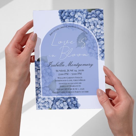Invitation Love Is in Bloom Modern Blue Hydrangea