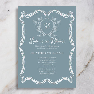 Invitation Love Is In Bloom Régence Crête Bleu Baby Shower