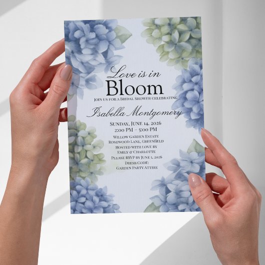 Invitation Love Is in Bloom Spring Blue Rustic Hydrangea