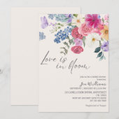 Invitation Love is in bloom spring floral bridal shower (Devant / Derrière)