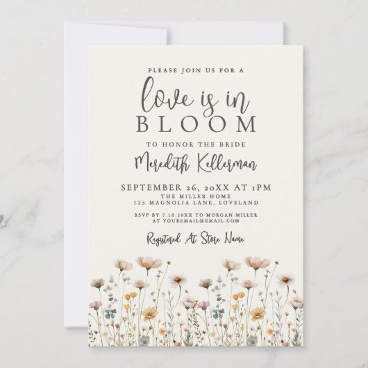 Invitation Love Is In Bloom Wildflower Bridal Shower (Devant)