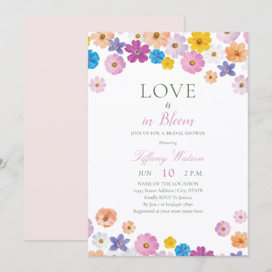 Invitation Love is in Bloom Wildflower Garden Bridal Shower (Devant / Derrière)