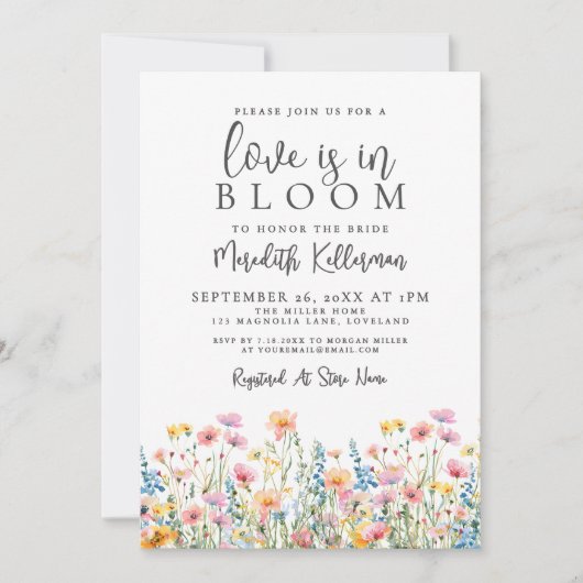 Invitation Love Is In Bloom Wildflowers Bridal Shower (Devant)