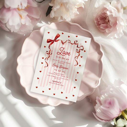 Invitation Love Is In The Air Bow Valentine's Bridal Shower