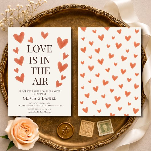 Invitation Love is in the Air Hearts Couples Shower