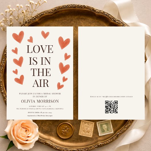 Invitation Love is in the Air Hearts QR Code Bridal Shower
