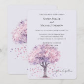 Invitation Love is in the air Lavender Hearts Tree Wedding (Devant / Derrière)