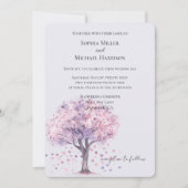 Invitation Love is in the air Lavender Hearts Tree Wedding (Devant)