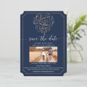 Invitation Love is in the Air Navy Script Typography Heart (Debout devant)