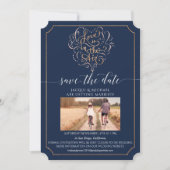 Invitation Love is in the Air Navy Script Typography Heart (Devant)