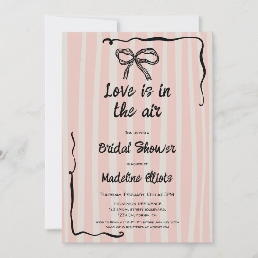 Invitation Love Is in the Air Retro Pink Quirky Bridal Shower (Devant)