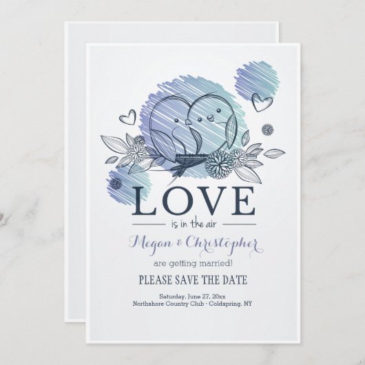 Invitation Love Is In The Air Save the Date Annonce (Devant / Derrière)