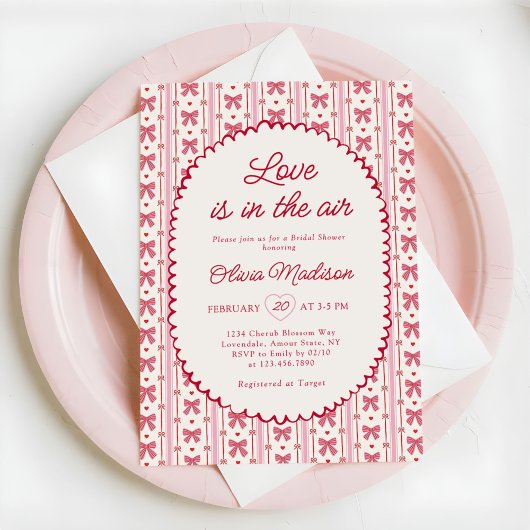 Invitation Love Is In The Air Valentine Bow Bridal Shower