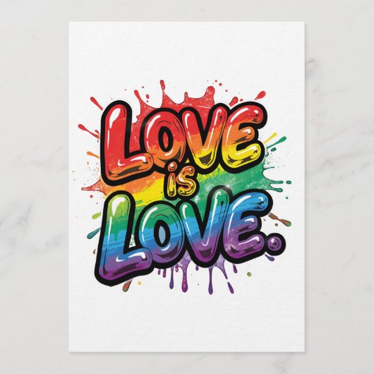 Invitation Love Is Love - Rainbow Pride Quote Art  (Devant)