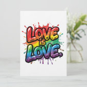 Invitation Love Is Love - Rainbow Pride Quote Art  (Debout devant)