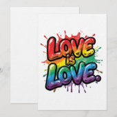 Invitation Love Is Love - Rainbow Pride Quote Art  (Devant / Derrière)