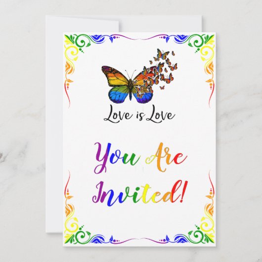 Invitation Love is Love Rainbow Theme Mariage (Devant)