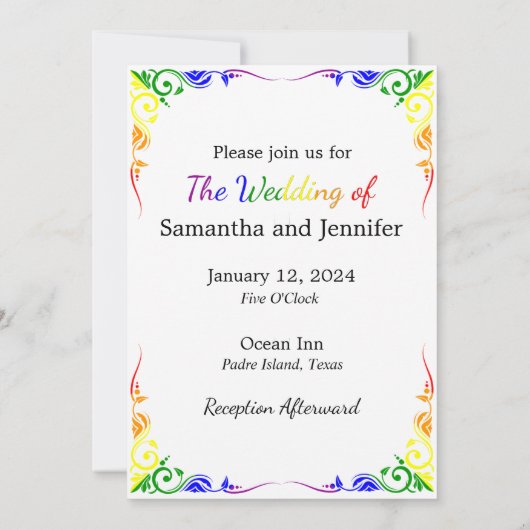 Invitation Love is Love Rainbow Theme Mariage (Dos)