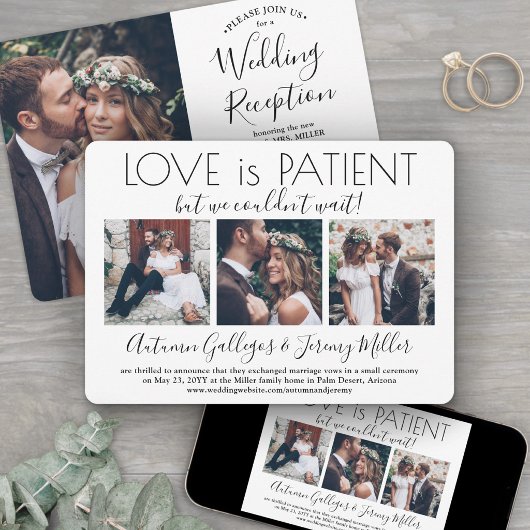 Invitation Love is Patient Wedding Reception 4 Photo Collage