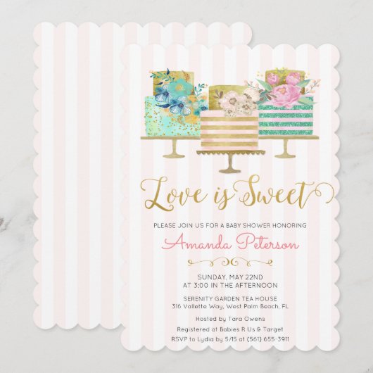 Invitation Love is Sweet Baby Shower Invite (Devant / Derrière)