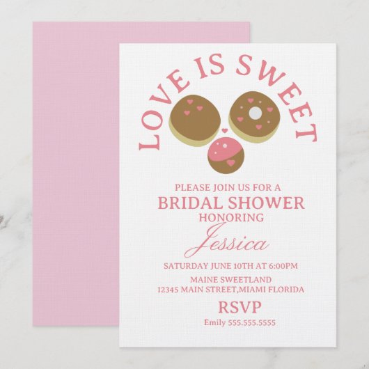 Invitation Love is sweet donuts Bridal Shower (Devant / Derrière)