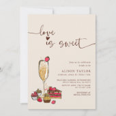 Invitation Love Is Sweet Fête des mariées Gold Champagne Glas (Devant)