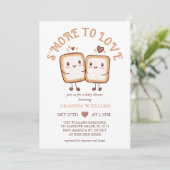 Invitation Love Kawaii Baby shower de feu de camp (Debout devant)