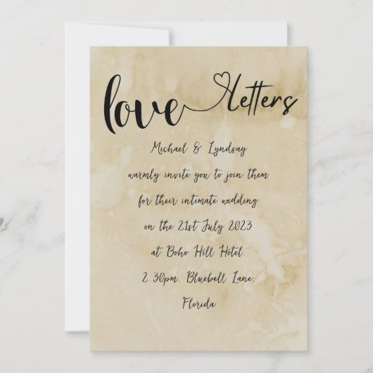 Invitation Love Lettres Vintage Rustic Charm Micro Mariage (Devant)