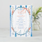 Invitation Love & Lobster Coquette Bow Mariage Fête des marié (Debout devant)