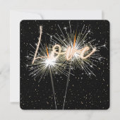 Invitation Love Mariage Sparklers sur Noir (Devant)