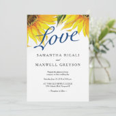 Invitation Love Marine Blue & Sunflower Mariage d'été (Debout devant)