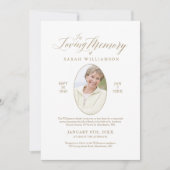 Invitation Love Memory Calligraphy Photo Memorial Service (Devant)