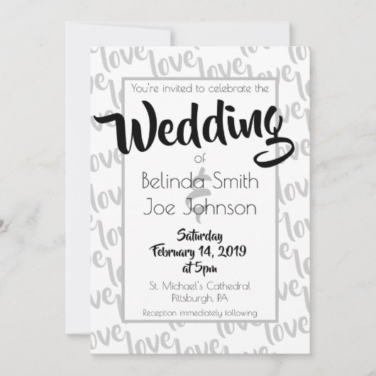 Invitation Love Modern Script Typography Mariage (Devant)