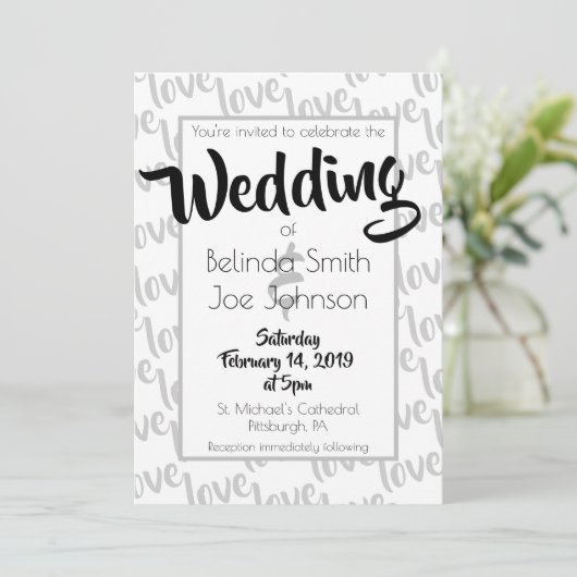 Invitation Love Modern Script Typography Mariage (Debout devant)
