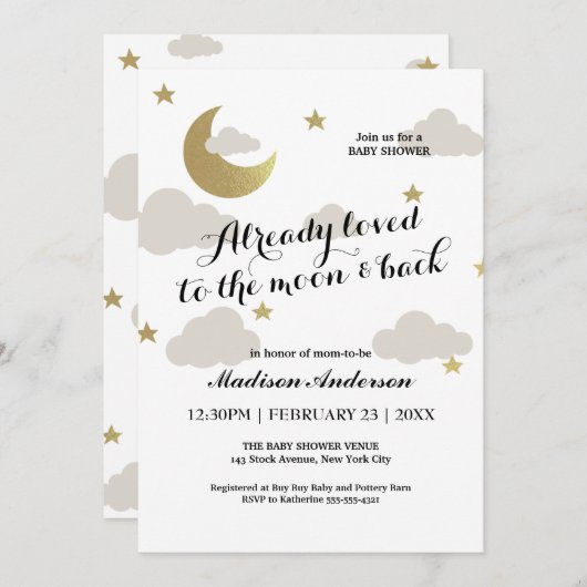 Invitation Love Moon et Parties scintillant arrière Star Clou (Devant / Derrière)