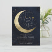 Invitation Love Moon Mobile Dark Navy Baby shower neutre (Debout devant)