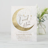 Invitation Love Moon Stars Or Blanc Baby shower neutre (Debout devant)