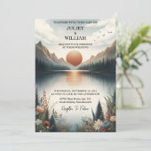 Invitation Love Mountain Lakeside Forest Outdoor Lake Mariage (Debout devant)