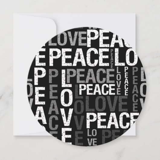 Invitation Love Peace Typography Sweet sixteen (Devant)