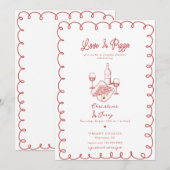 Invitation Love & Pizza | Fête de couples fantaisiste (Devant / Derrière)