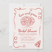 Invitation Love & Pizza Italien main tiré Fête des mariées ro (Devant)