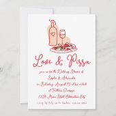 Invitation Love & Pizza Whimsical main tiré Wedding shower (Devant)