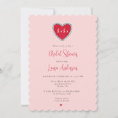 Invitation Love Red Heart XOXO Fête des mariées (Devant)