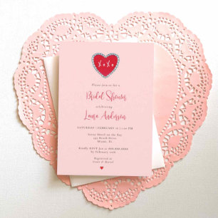Invitation Love Red Heart XOXO Fête des mariées