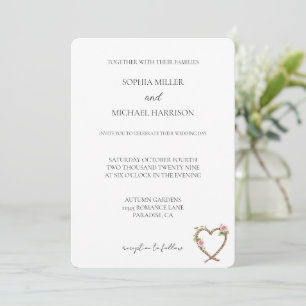 Invitation Love Rose Roses Floral Western Heart Mariage
