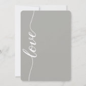 Invitation Love Script gris minimaliste Mariage chrétien (Dos)