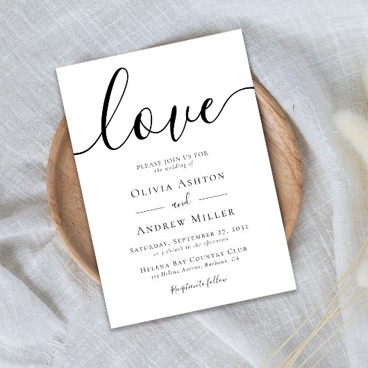 Invitation Love Script Mariage moderne